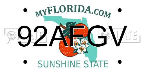92AFGV Florida License Plate
