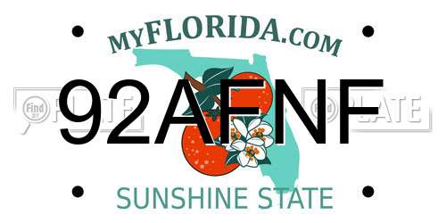 92AFNF Florida License Plate