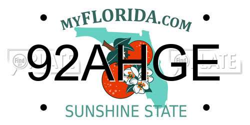 92AHGE Florida License Plate