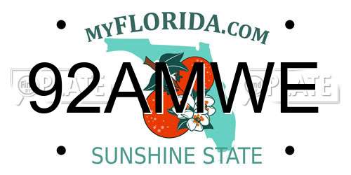 92AMWE Florida License Plate