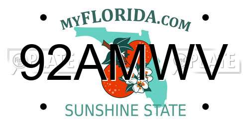 92AMWV Florida License Plate