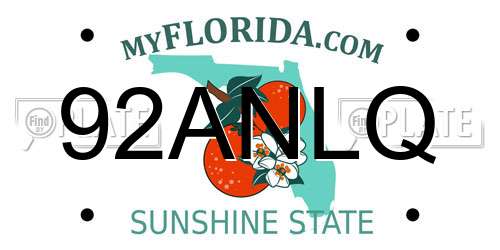 92ANLQ Florida License Plate
