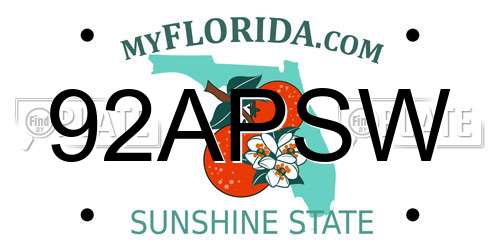 92APSW Florida License Plate