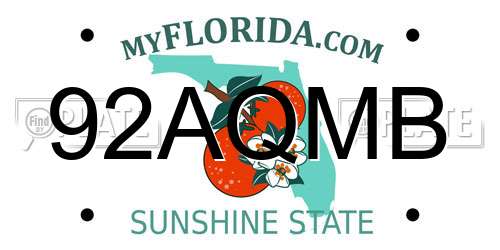 92AQMB Florida License Plate