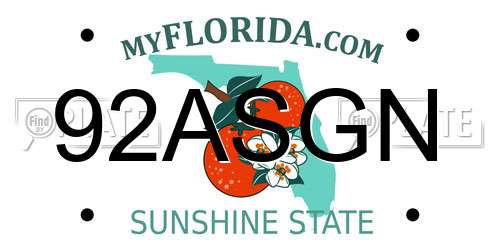 92ASGN Florida License Plate