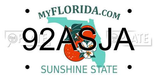 92ASJA Florida License Plate