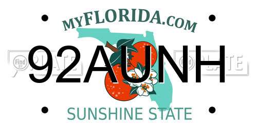 92AUNH Florida License Plate