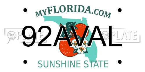 92AVAL Florida License Plate