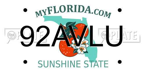 92AVLU Florida License Plate