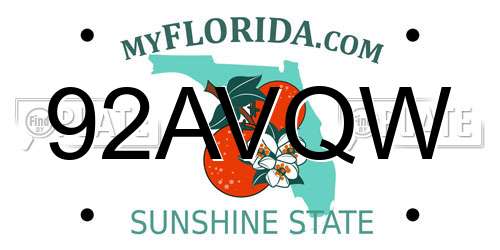 92AVQW Florida License Plate