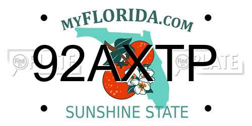 92AXTP Florida License Plate