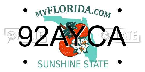 92AYCA Florida License Plate