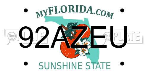 92AZEU Florida License Plate