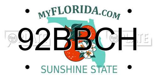 92BBCH Florida License Plate