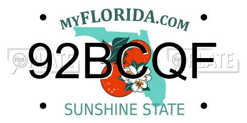 92BCQF Florida License Plate