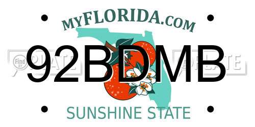 92BDMB Florida License Plate