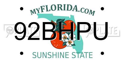92BHPU Florida License Plate