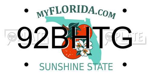 92BHTG Florida License Plate