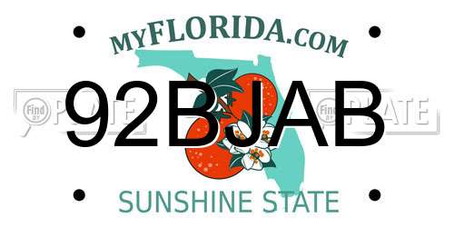 92BJAB Florida License Plate