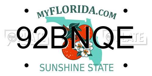 92BNQE Florida License Plate