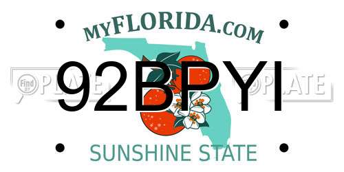 92BPYI Florida License Plate