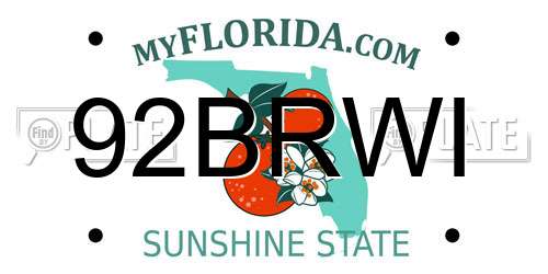 92BRWI Florida License Plate
