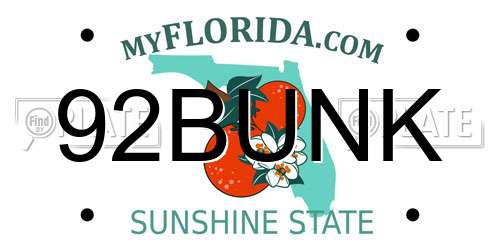 92BUNK Florida License Plate