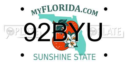 92BYU Florida License Plate