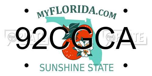 92CGCA Florida License Plate