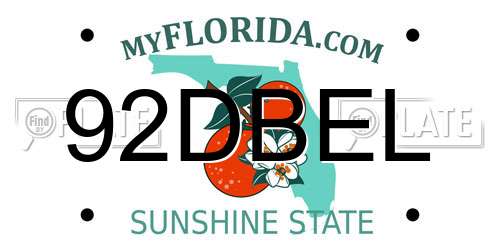 92DBEL Florida License Plate
