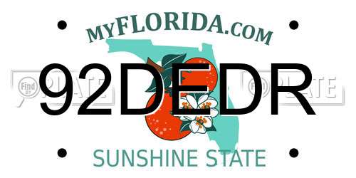 92DEDR Florida License Plate