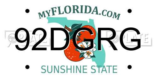 92DGRG Florida License Plate