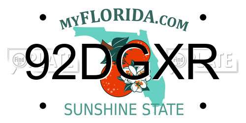 92DGXR Florida License Plate