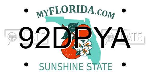 92DPYA Florida License Plate