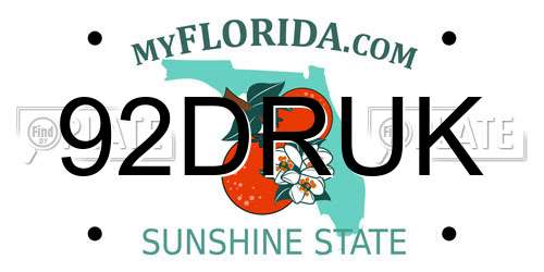 92DRUK Florida License Plate