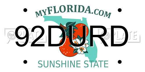 92DURD Florida License Plate