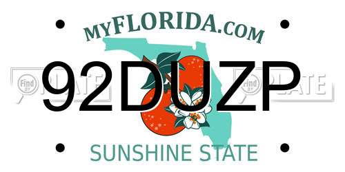 92DUZP Florida License Plate