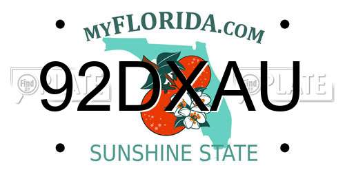92DXAU Florida License Plate