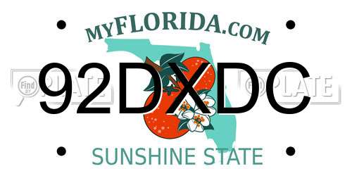 92DXDC Florida License Plate