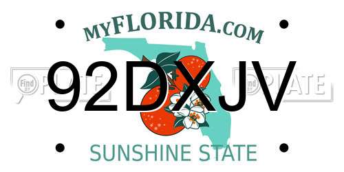 92DXJV Florida License Plate