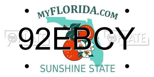 92EBCY Florida License Plate