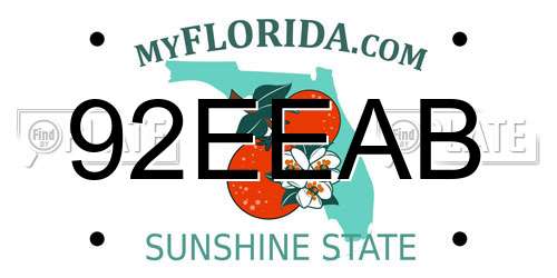 92EEAB Florida License Plate