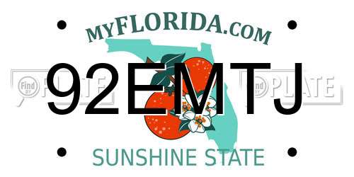 92EMTJ Florida License Plate
