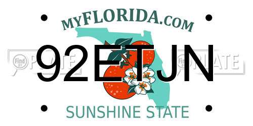 92ETJN Florida License Plate