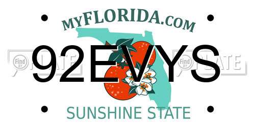 92EVYS Florida License Plate