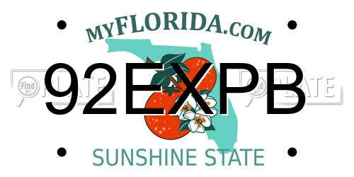 92EXPB Florida License Plate