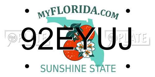 92EYUJ Florida License Plate