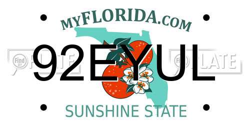 92EYUL Florida License Plate