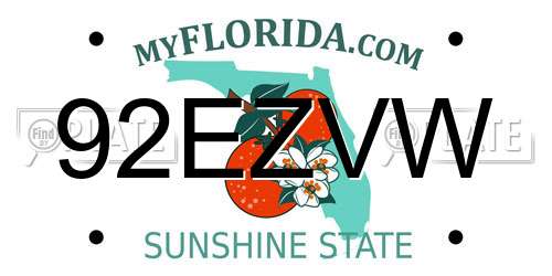 92EZVW Florida License Plate