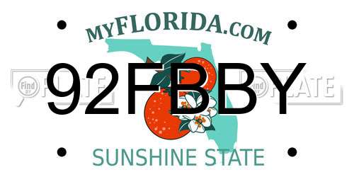 92FBBY Florida License Plate